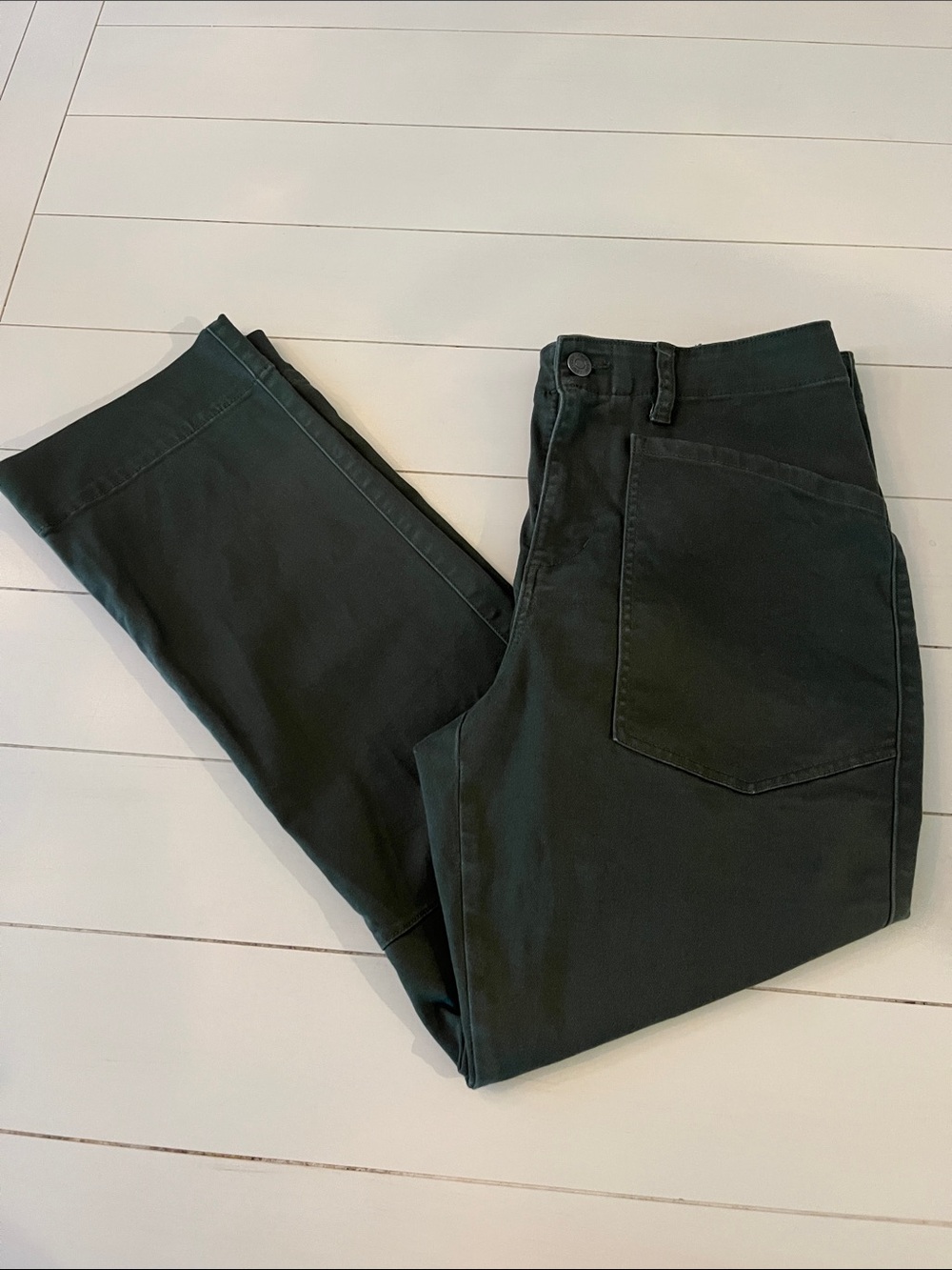 CAbi Women's Straight Leg Jeans in Dark Green